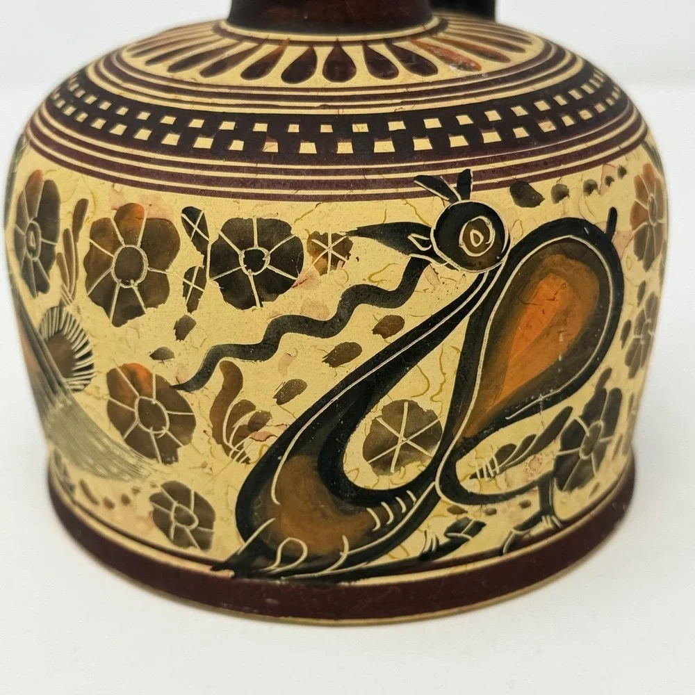 Vtg Greek Corinthian‎ Period 550 BC Oinochoe Jug Reproduction Owl Panther